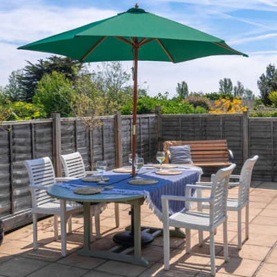 Harbour Housewares - Wooden Garden Parasol - 2.7m - Green - 5