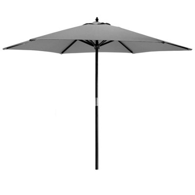 Harbour Housewares - Wooden Garden Parasol - 2.7m - Grey