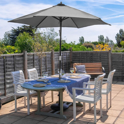 Harbour Housewares - Wooden Garden Parasol - 2.7m - Grey - 5