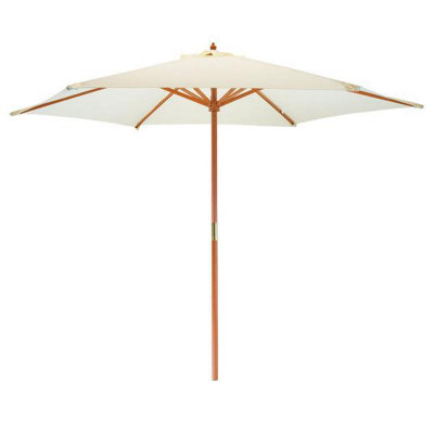 Harbour Housewares - Wooden Garden Parasol - 2.7m - Natural