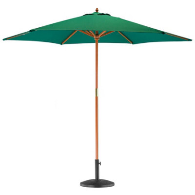 Harbour Housewares - Wooden Garden Parasol & Base Set - 2.7m - Green