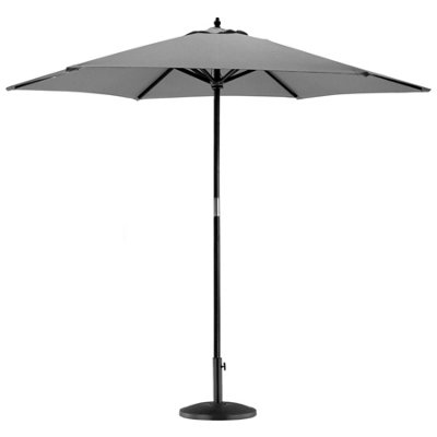 Harbour Housewares Wooden Garden Parasol & Base Set 2.7m Grey