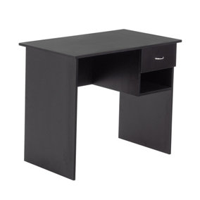 Harbour Housewares Wooden Office Desk with Drawer - Black