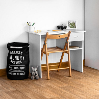 Harbour Housewares Wooden Office Desk with Drawer White