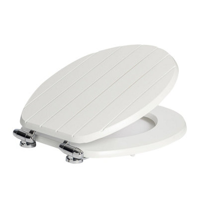 Harbour Housewares - Wooden Soft Close Toilet Seat - White