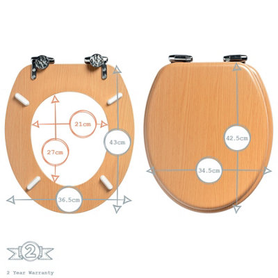 Harbour Housewares - Wooden Soft Close Toilet Seats - Beech - Pack of 2 - 3
