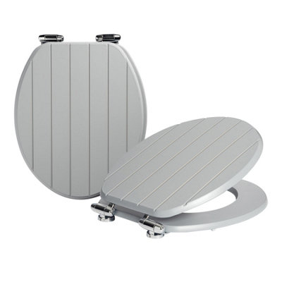 Harbour Housewares Wooden Soft Close Toilet Seats Grey Pack of 2