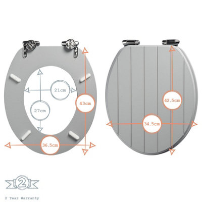 Harbour Housewares - Wooden Soft Close Toilet Seats - Grey - Pack of 2 - 3