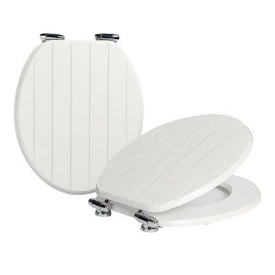 Harbour Housewares - Wooden Soft Close Toilet Seats - White - Pack of 2