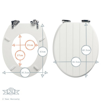 Harbour Housewares - Wooden Soft Close Toilet Seats - White - Pack of 2 - 3