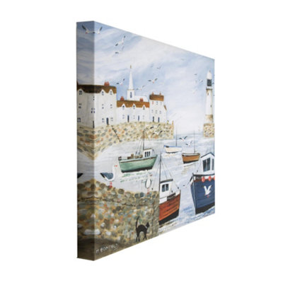 Harbourside Lighthouse Printed Canvas Landscape Wall Art