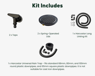 Harcostar 168 Litre Green Water Butt Double Kit
