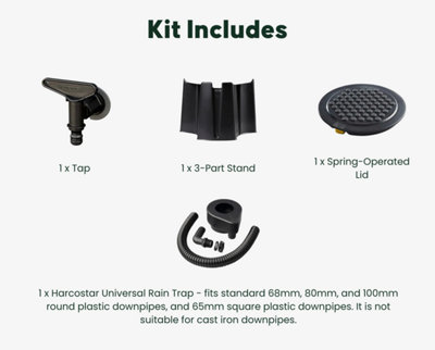 Harcostar 168 litre Water Butt + Raintrap Diverter + Stand