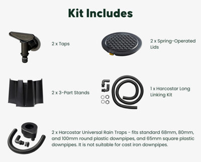 Harcostar 227 Litre Grey Water Butt Double Kit