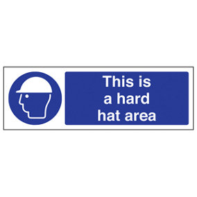HARD HAT AREA PPE Protection Sign - Adhesive Vinyl - 300x100mm (x3)