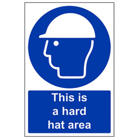 Hard Hat Area PPE Safety Workplace Sign - Adhesive Vinyl 150x200mm (x3)