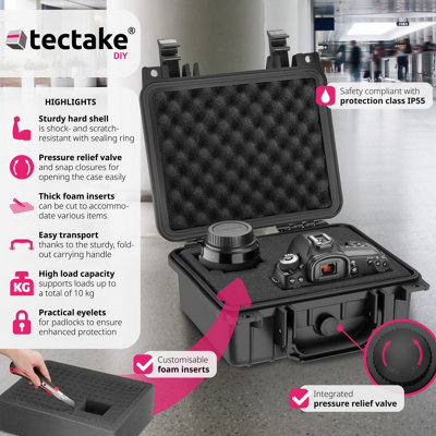 Hard Shell Camera Case - foam inserts, waterproof, temperature resistant S - black