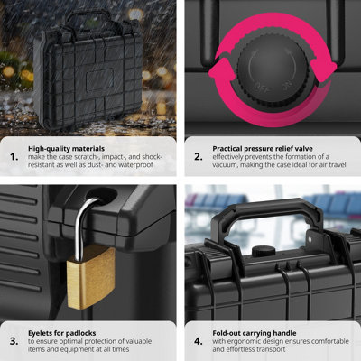 Hard Shell Camera Case - foam inserts, waterproof, temperature resistant S - black