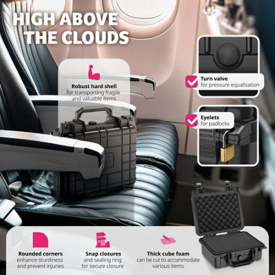 Hard Shell Camera Case - foam inserts, waterproof, temperature resistant S - black