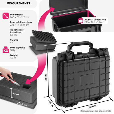 Hard Shell Camera Case - foam inserts, waterproof, temperature resistant S - black