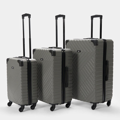 Hard Suitcase Luggage Set Shell Travel ABS 4 Wheels, Grey - 3 Piece Set