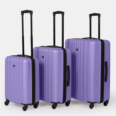 Hard Suitcase Luggage Set Shell Travel ABS 4 Wheels, Lilac - 3 Piece Set