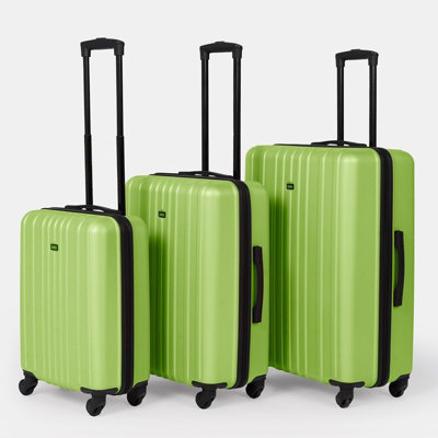 Hard Suitcase Luggage Set Shell Travel ABS 4 Wheels, Lime Green - 3 Piece Set