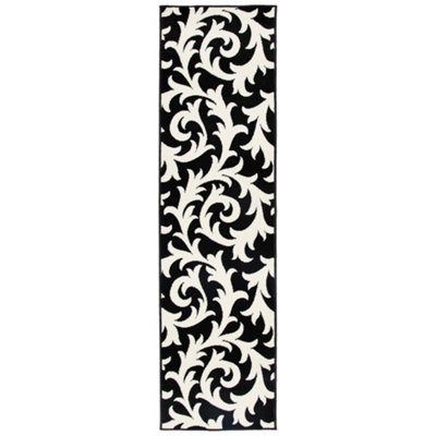 Hard Wearing Hessian Backed Stair Runner Kitchen Mat - Texas Black ...