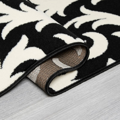 Hard Wearing Hessian Backed Stair Runner Kitchen Mat - Texas Black ...