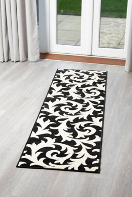 Hard Wearing Hessian Backed Stair Runner Kitchen Mat - Texas Black ...