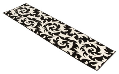 Hard Wearing Hessian Backed Stair Runner Kitchen Mat - Texas Black ...