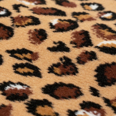 Hard Wearing Hessian Backed Stair Runner Kitchen Mat - Texas Leopard ...