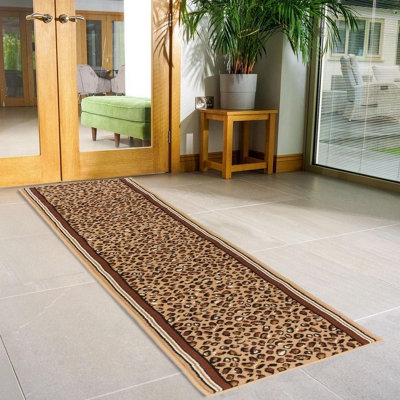Hard Wearing Hessian Backed Stair Runner Kitchen Mat - Texas Leopard ...