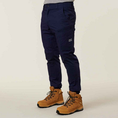 Hard Yakka Raptor navy men's recycled cotton-mix cuffed ankle work trouser