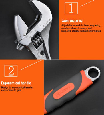 HARDEN 540558, adjustable wrench anti slip soft grip, sizes 210mm, 8"