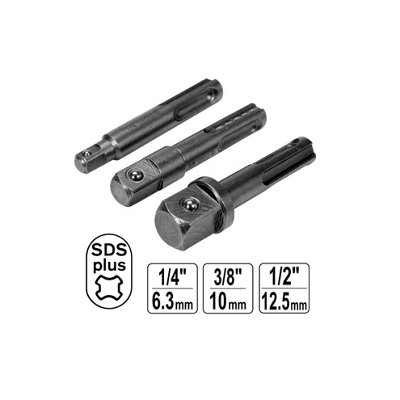 HARDEN 550743, SDS Plus socket adaptor set 3 pcs, 1/2", 3/8", 1/4"