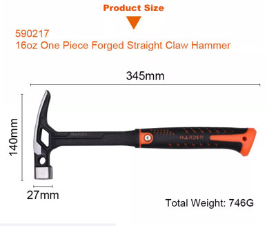 HARDEN 590217 straight claw hammer 450gr one piece construction magnetic - 7