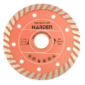 HARDEN 611320, Diamond blades disc 115mm turbo type for stone concrete ceramic brick