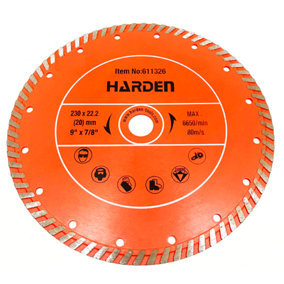 HARDEN 611326, Diamond blades disc 230mm turbo type for stone concrete ceramic brick