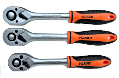 HARDEN reversible quick release straight ratchet handle set 1/4, 3/8 and 1/2"