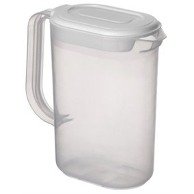 Hardys 1.5L Litre Plastic Fridge Door Jug With Lid Water Juice Milk Drinks Container