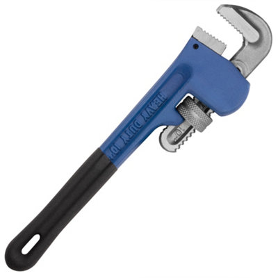 Hardys 10" Plumber Pipe Wrench - Easy Adjustment Nut, Etched Opening Scale, Heat-treated Serrated Teeth - 1.75" (44.45mm) Capacity