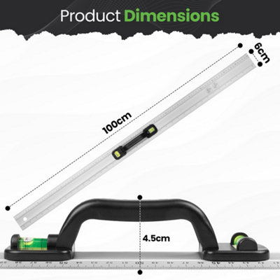 Hardys 1000mm Aluminium Metal Ruler & Spirit Level with Handle - CM, MM ...