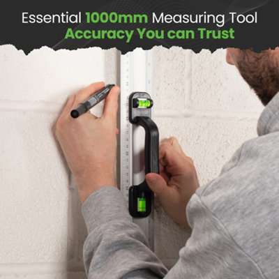 Hardys 1000mm Aluminium Metal Ruler & Spirit Level with Handle - CM, MM ...