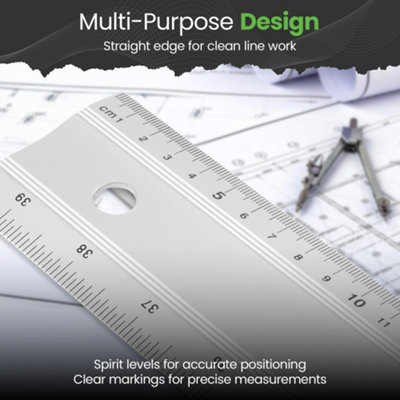 Hardys 1000mm Aluminium Metal Ruler & Spirit Level with Handle - CM, MM ...