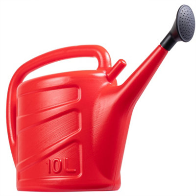 Hardys 10L Watering Can - Detachable Rose Head Sprinkler, Long Stem, Wraparound Handle, Indoor Plant & Outdoor Garden - Red