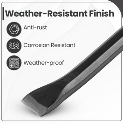Hardys 12 Wrecking Crow Bar Carbon Steel Crowbar Swan Neck with Chisel End Ideal for Lifting