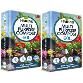 Hardys 120L All-Plant Multi-purpose Compost - Ideal for Young & Mature Plants, Potting and Growing Compost Soil, Loam Based