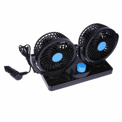 Hardys 12v Fan Car Van Camper Caravan Motorhome Portable Twin Dual Head Dash Cooling Swivel 360 Degree 2 Speed Air Electric Fan