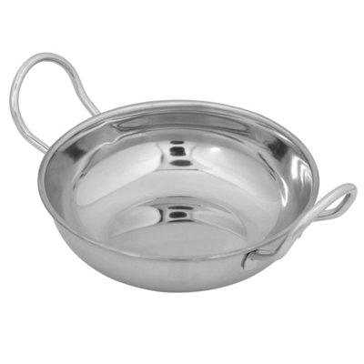 Hardys 15cm Curry Serving Dish, Set of 5 - Stainless Steel, Balti Serving Dish with Handles, Deep Round Bottom - 15cm Diameter